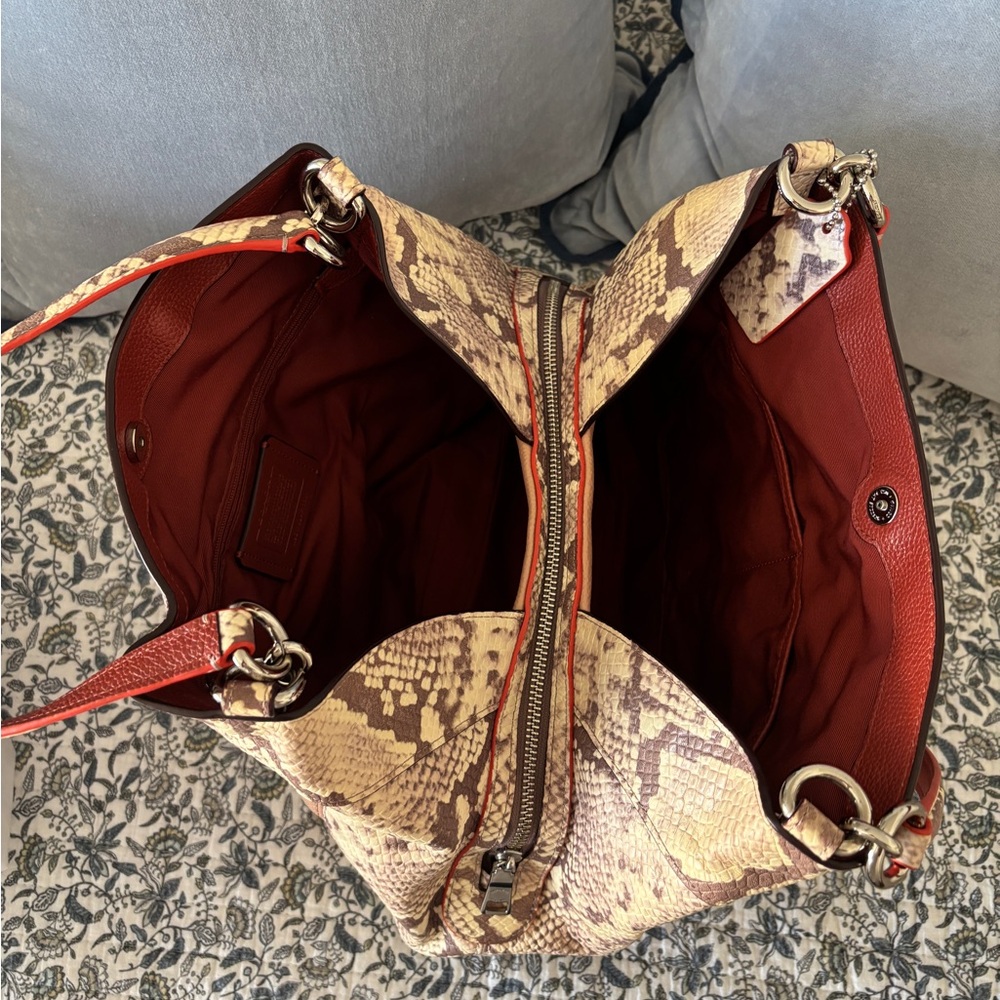 Coach Snakeskin and Pink Leather Shoulder Bag - Picture 2 of 5